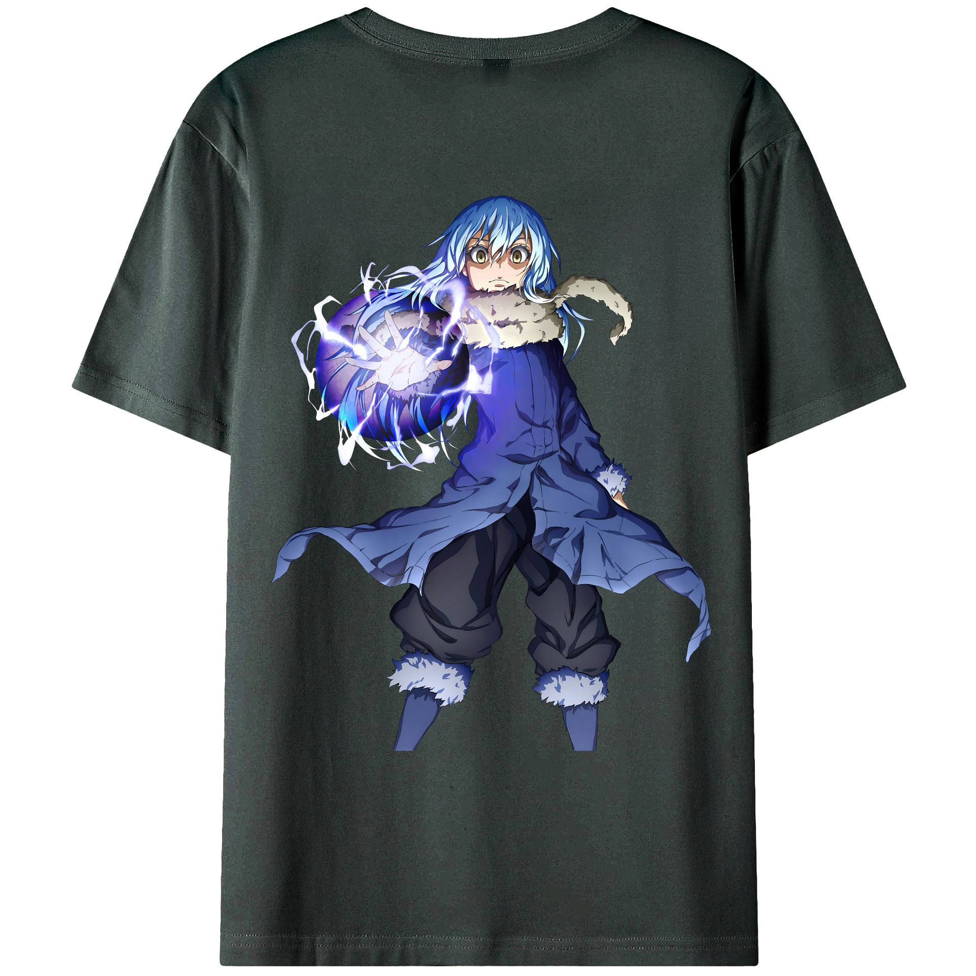 （画像用） 転スラ Regarding Reincarnated to Slime 綿100％ メンズ半袖Tシャツ（バックプリント） 通気性